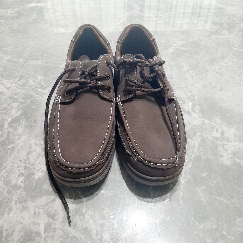 Aston Marc Men's Brown Stitch Classic Walk Round Toe Lace Up Loafers Size 8